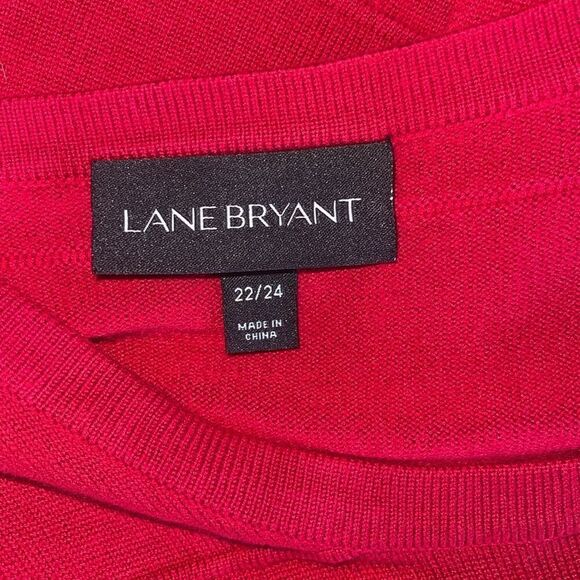 LANE BRYANT 22-24 Lane Bryant Red 3/4 Sleeve Fit N Flare Sweater Dress ScoopNeck - Picture 4 of 5